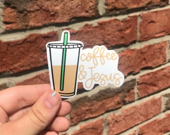 Coffee & Jesus Sticker: Waterproof Christian Faith Decal