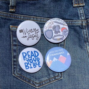 Armor of God 4 Pack Christian Button Set, Bible Verse Buttons ...