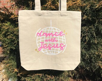 Bolsa de lona "Baila con Jesús": Bolsa de estudio bíblico cristiano