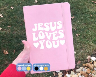 Jesus Loves You Journal: Personalized Christian Notebook, Faux Leather