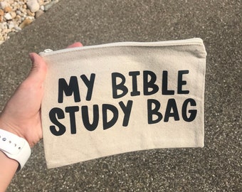 My Bible Study Bag: Canvas Zipper Pouch, Christian Gift