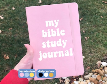 Personalized Bible Study Journal: Retro Design, Faux Leather, Christian Gift