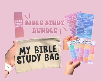 Bible Study Bundle, Christian Gifts, Gifts for Her, Bible Journaling Kit, Religious GIfts, Bible Study Prints, Bookmark, and Zipper Pouch