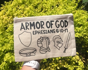 Armor of God Canvas Zipper Pouch: Christian Bible Journaling Gift