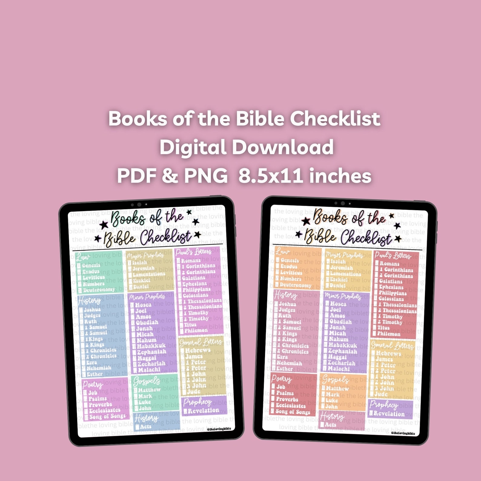 Books of the Bible Checklist Digital Downloads PNG and PDF - Etsy