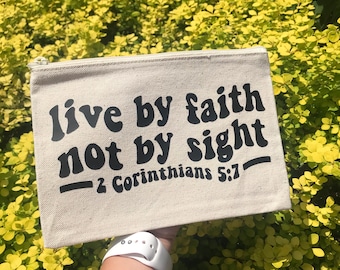 Faith Bible Verse Canvas Zipper Pouch: Christian Gift
