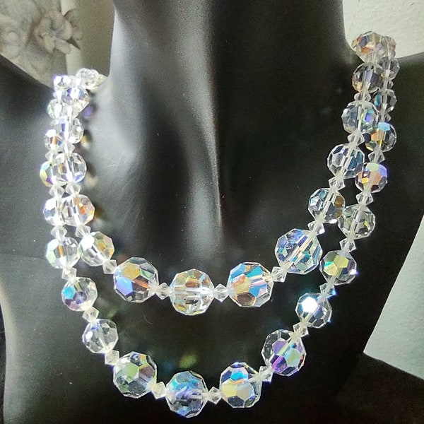 2-Strand Aurora Borealis Swarovski Bead Necklace