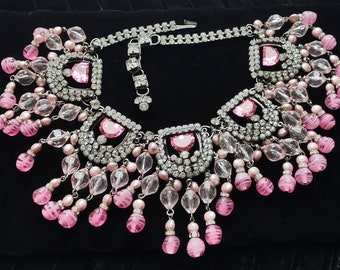 Lawrence Vrba Statement Pink Necklace