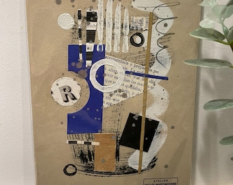 Original artwork, collage midcentury, modernist suprematism. Amsterdam