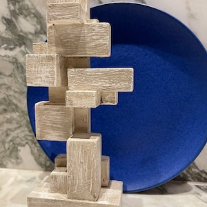 Small sculpture midcentury brutalist cubist, original handmade assembly