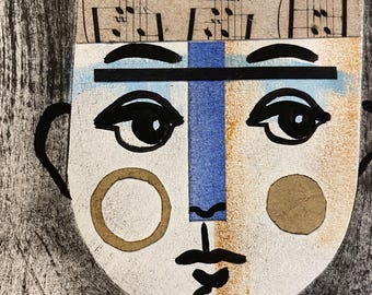 Original artwork, collage midcentury, modernist cubism. Created in Amsterdam. Children&#39;s room.