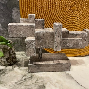 Wood assembly 'architectural model' cubism - modernist - brutalist, table sculpture. Original artwork. Coffee table piece.