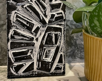 Collage schwarz-weiß „Sunburst“ brutalistisch, Bassrelief