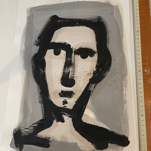 Ritratto in acrilico grezzo su carta di qualità, 40 x 30 cm. Originale fatto a mano