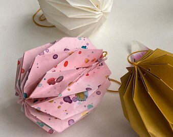 Origami-Eier aus Washi Papier 3er-Set (Pink,Gold,Weiss)/ Fensterdeko/ Osterdeko/Weihnachtsdeko/ Alltagsdeko