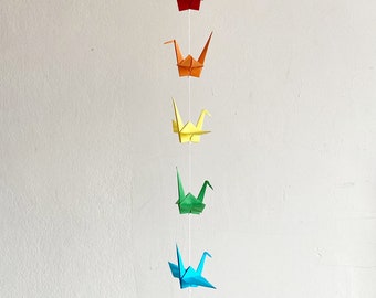 Garland origami cranes - rainbow