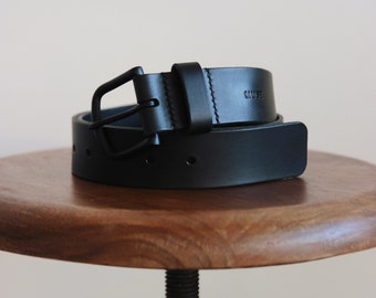 Leren riem | Leren riem voor heren | Leren riem | Minimalistische leren riem | Echte leren riem | Leren riem voor heren | Zwart