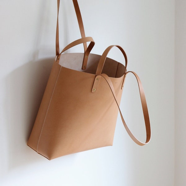 Ledershopper natural | handgenäht | nachhaltige Leder Tote Bag