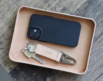 Leather shell | Leather tray | Key shell | pocket emptyer | Desk Organizer | Key rack | small | natural