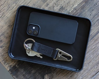 Leather shell | Leather tray | Key shell | pocket emptyer | Desk Organizer | Key rack | small | black