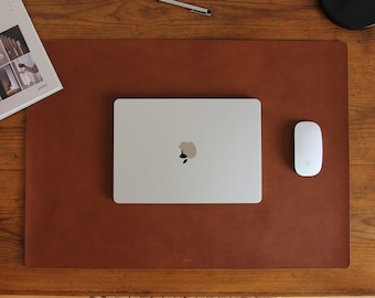 Desk pad leather | Design office table cushion | Home office accessory real leather | high-quality desk pad | brown