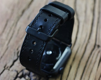 Apple Watch Bracelet | Leather strap Apple Watch | Apple Watch Bracelet Series 4/5/6/7/SE | Watch strap Apple Watch | black