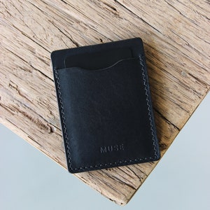 Titular de la tarjeta de crédito con clip para billetes | Estuche para tarjetas | Tarjetero piel | Cartera de cuero | Cartera de cuero | negro