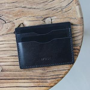 Estuche para tarjetas | Titular de la tarjeta de crédito | Cartera de cuero | Cartera de cuero | cartera minimalista | Cartera de cuero | negro