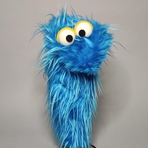 青い靴下のハンドパペット - セラピー、カメラ、そして楽しみのために!