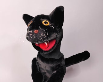 Black cat hand puppet | halloween party present | for cat lover