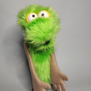 Handmade Furry Green Monster Puppet – Limey, Storytelling Fun