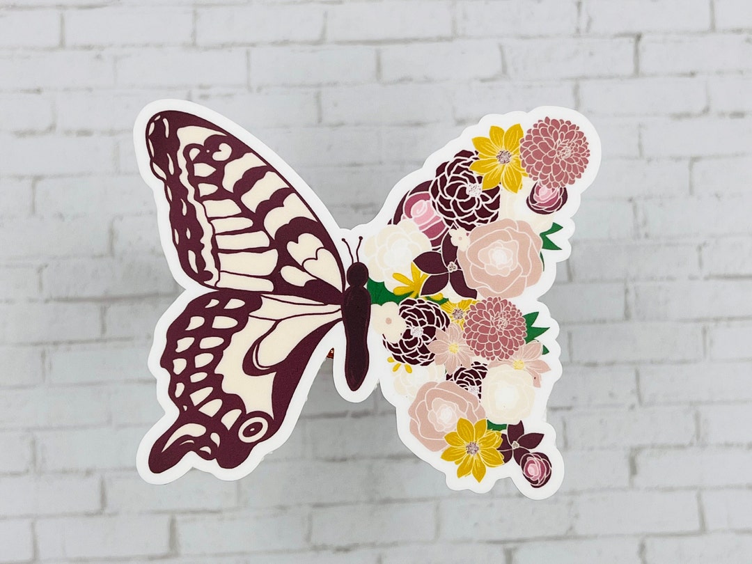 Floral Butterfly Vinyl Decal Sticker - Etsy