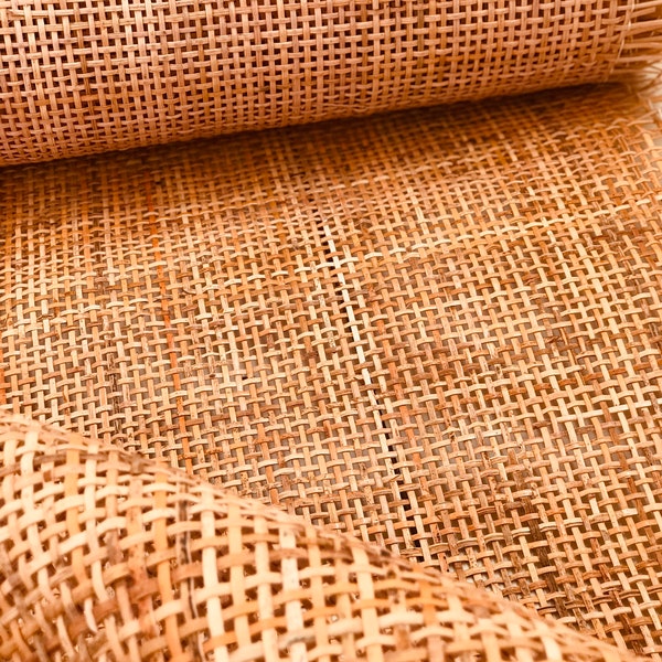 WIDTH 18"/24'' Dark Natural Radio Rattan Cane Mesh Webbing Roll/Caning Material for Cane Furniture, restoration and DIY Project Cut to feet