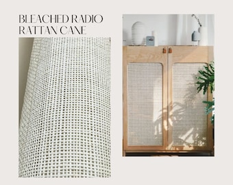 Width 18''/24''/36'' White Radio/Square Cane Webbing/ Woven Mesh Webbing Bleached/ Weave Rattan Webbing Woven For Crafts/ Cut to Feet