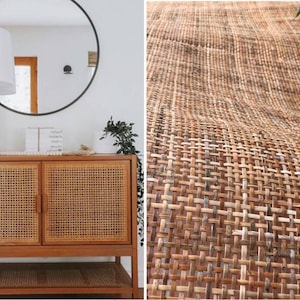 Bengala de vime com 18/24/36" de largura para projetos "faça você mesmo" / Bengala de malha aberta pré-tecida natural - Decoração de trama de rádio natural - Corte no comprimento
