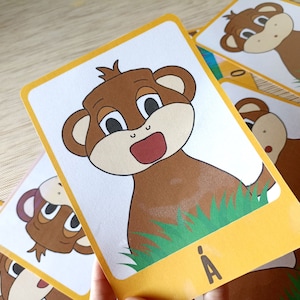 Articulation cards; imitate the sounds of the monkeys; educational material for speech therapy; specialized for hungarians