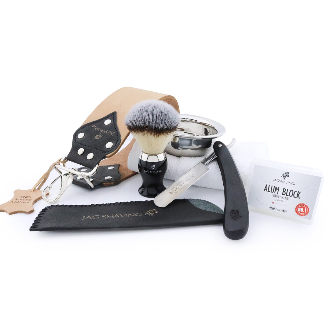 Men's Straight Razor Set, Straight Cut Razor, Synthetic Silver Tip ...