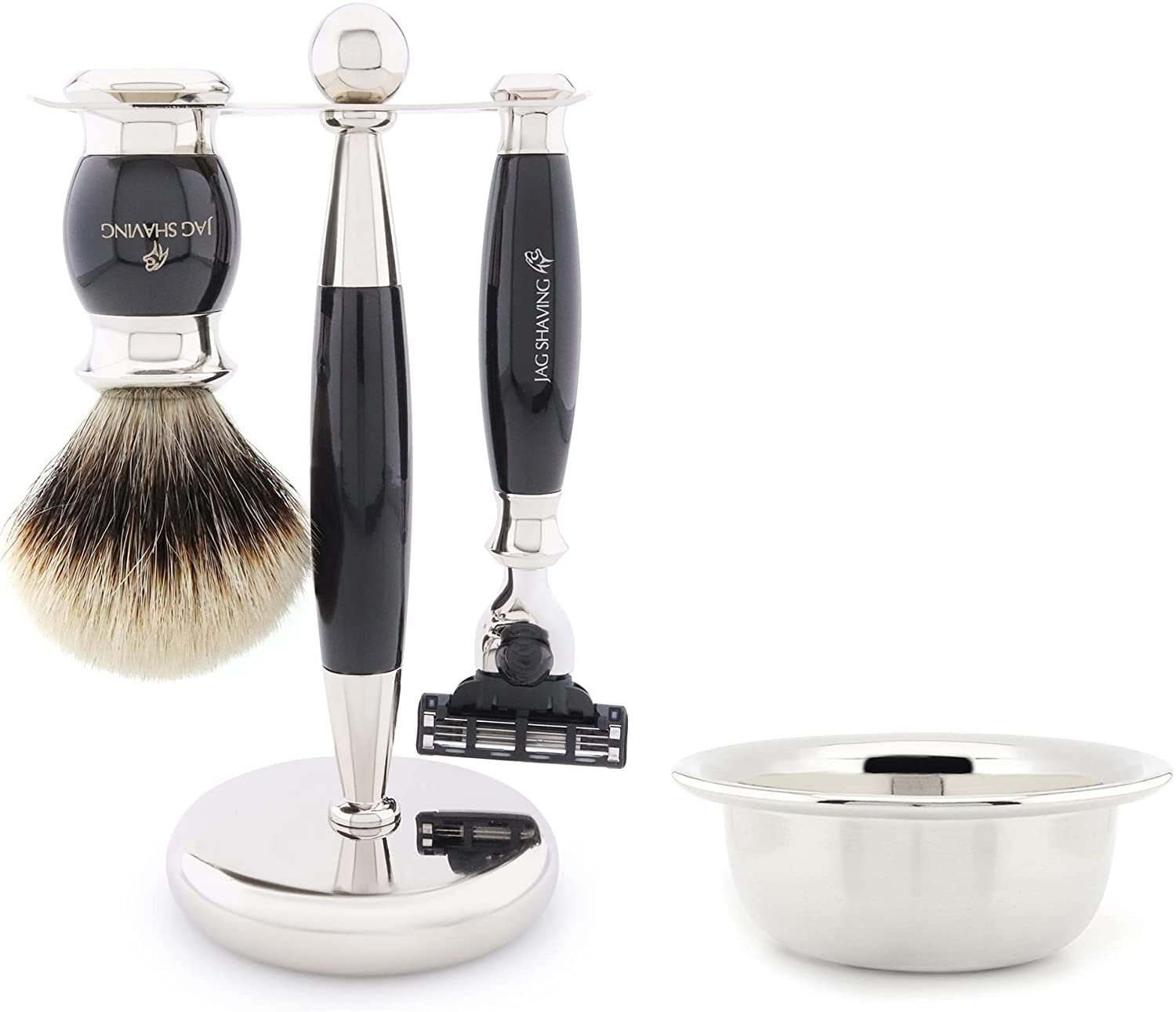 Jag Shaving 4Piece Shaving Set Silver Tip Badger Hair Shaving