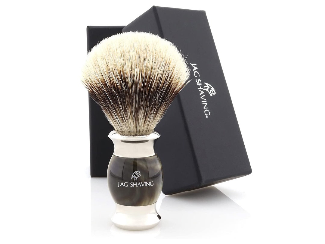 Jag Shaving Silver Sharpened Badger Hair Brush Elegant Design Perfect