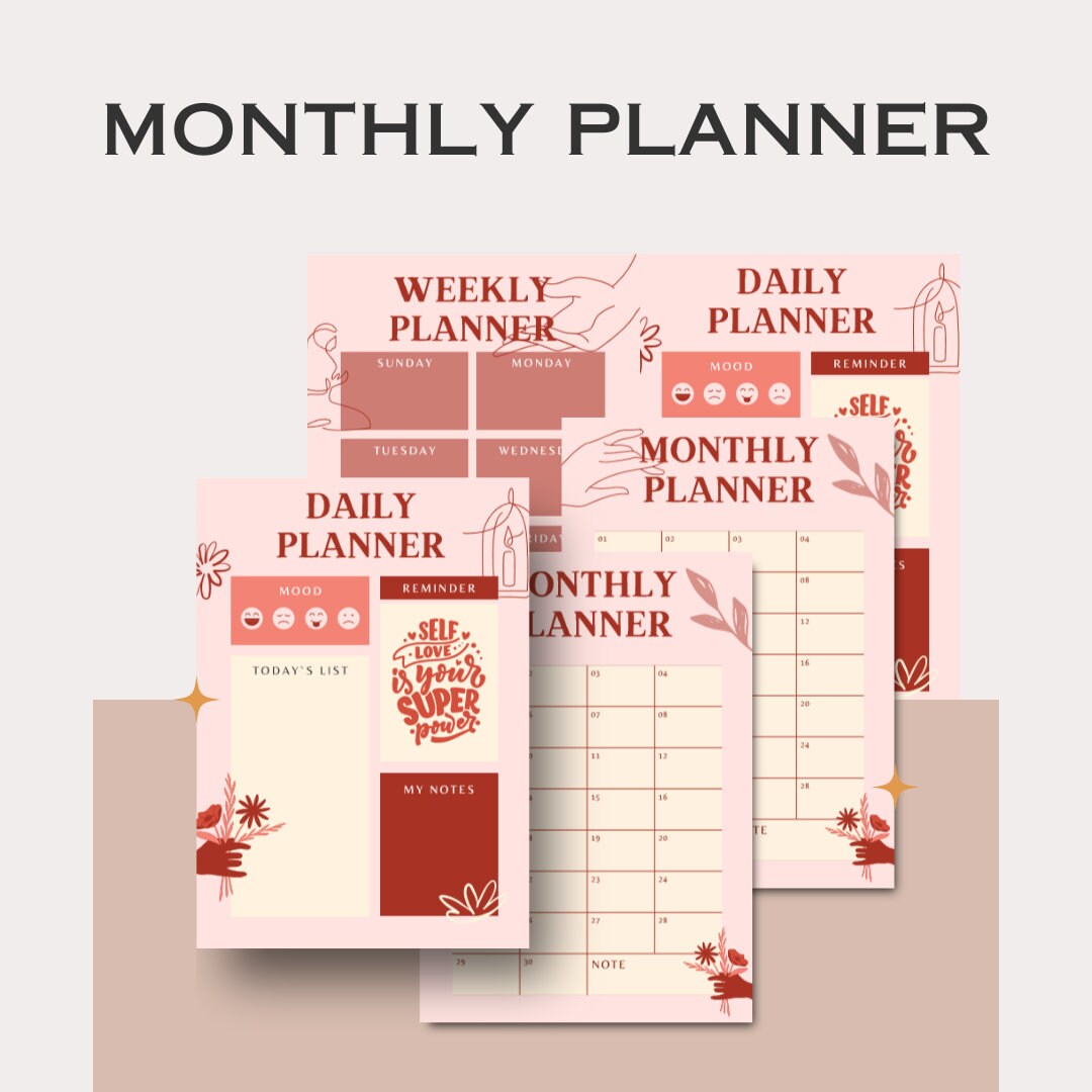 Printable Monthly Planner | Printable Daily Planner | Weekly Planner ...