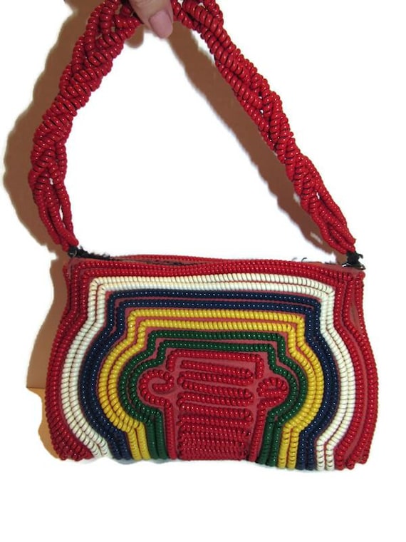Vintage 1940s Telephone Cord Purse – Multicolor H… - image 4