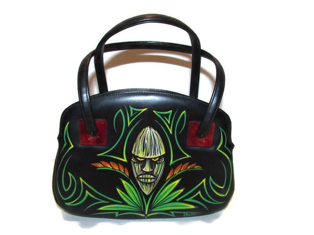 Wood Grain Tiki Leather Purse 