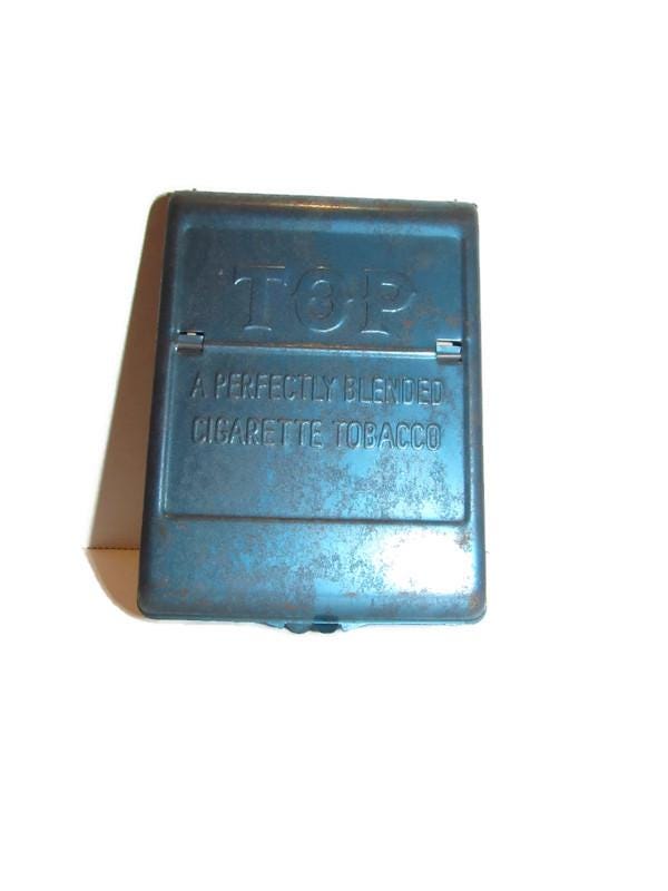 vintage top cigarette roller Vintage TOP Cigarette Roller – 1950s Blue Metal Tobacco Rolling Machine  With Original Instructions