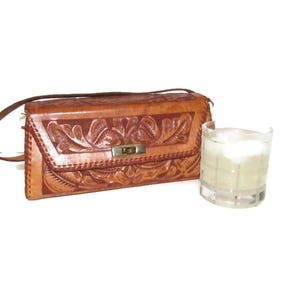 Cartera de piel mexicana vintage hecha a mano, caja de piel vintage, vaquera rockabilly, envío gratis