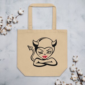 Słodka mała torba na zakupy Devil Market Bag Eco Tote Bag 100% organiczna bawełna twill, wielokrotnego użytku torba