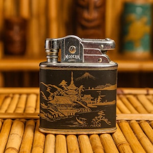 Vintage Modern Lite Table Lighter – 1950s Japanese Black Lacquer