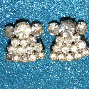 Orecchini a clip con strass glamour vintage Pin Up Rockabilly con strass trasparenti