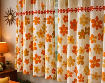 Vintage 1960s Loop Trim Orange Mod Curtain Trim 9.9 Yards Total