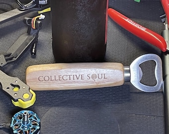 Collective Soul Laser Engraved Wood and Steel Bottle Opener