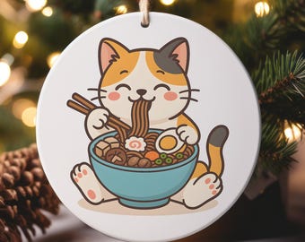 Ramen Kitten Christmas Ornament